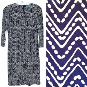 J.McLaughlin Catalina Cloth Chevron Dress Navy White XS
